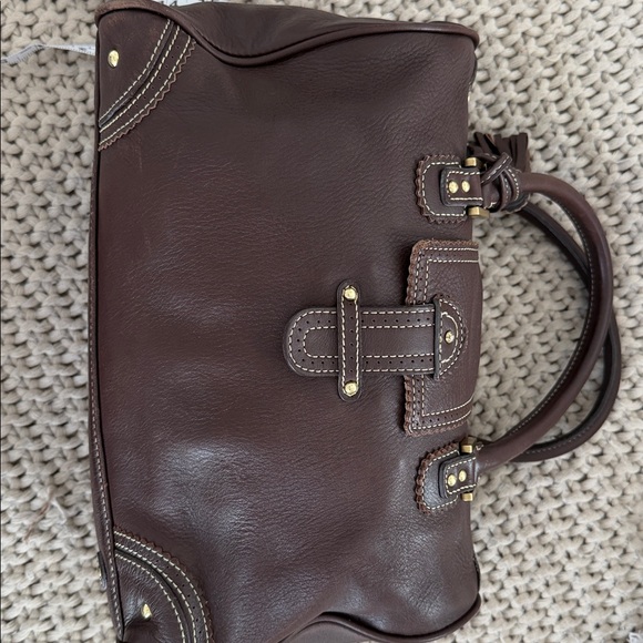 Handbags - J.Crew Brown Leather Satchel Tassel Handbag Top Handle EUC